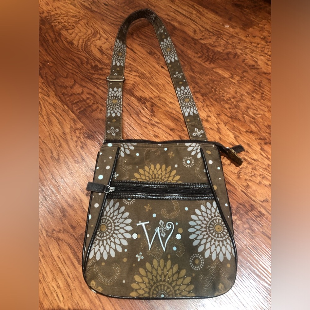 Thirty One - Brown Bag with Floral Design - Retired